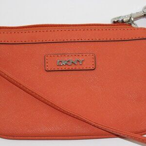 DKNY Orange Saffiano Wristlet Wallet